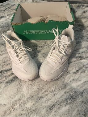 Giannis Antetokounmpo Signature Box with All-White Sneakers 9.5